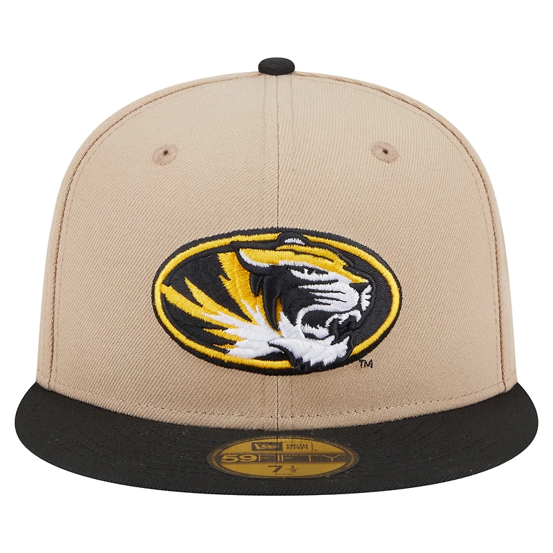 Men's New Era Khaki Missouri Tigers Two-Tone 59FIFTY Fitted Hat