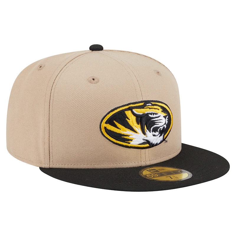 Men's New Era Khaki Missouri Tigers Two-Tone 59FIFTY Fitted Hat