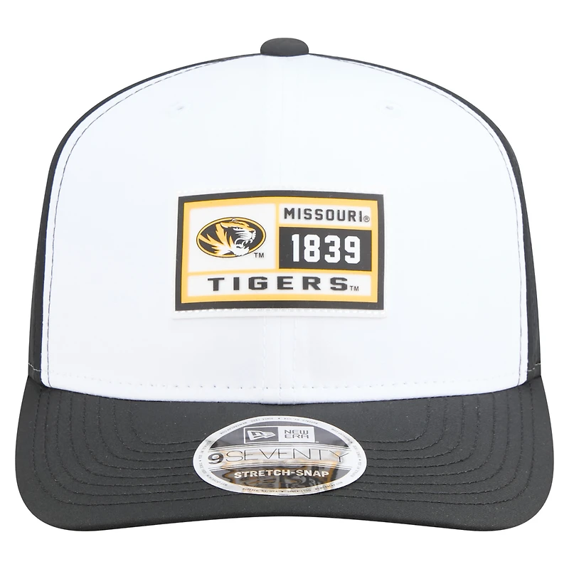 Men's New Era White/Black Missouri Tigers Perforated Patched 9SEVENTY Adjustable Hat