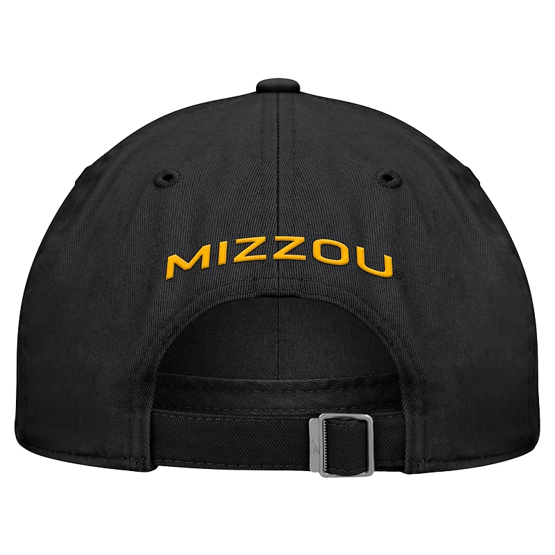 Casquette ajustable Nike noire Missouri Tigers 2026 Sideline Club pour homme