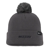 Men's Nike Charcoal Missouri Tigers Tonal Peak Cuffed Knit Hat with Pom