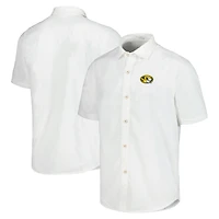 Men's Tommy Bahama White Missouri Tigers Coconut Point Palm Vista IslandZone Camp Button-Up Shirt