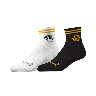 Lot de 2 paires de chaussettes mi-mollet unisexes Strideline Missouri Tigers en tricot de qualité supérieure