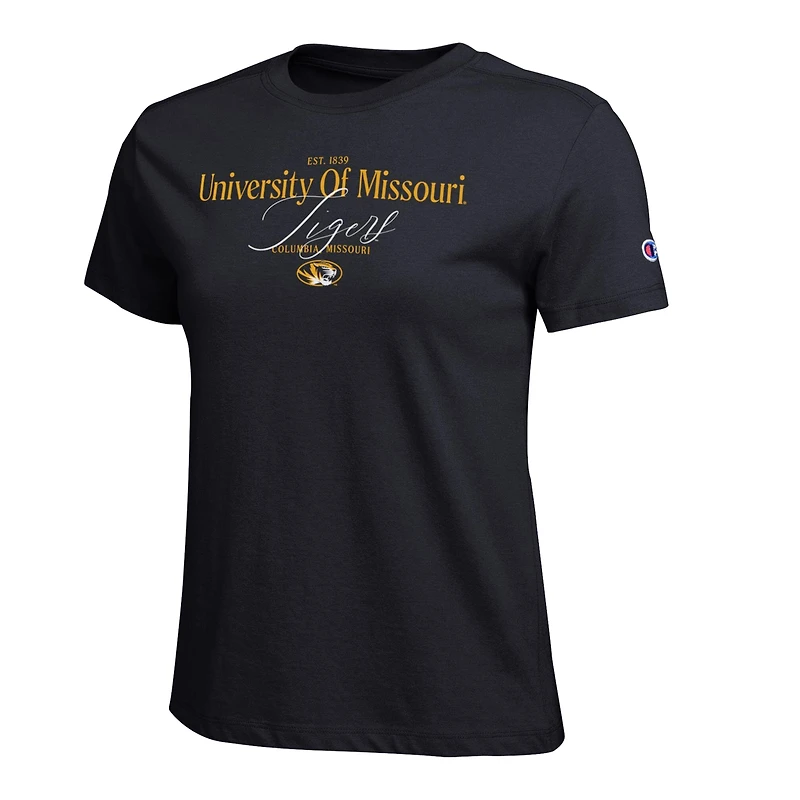 T-shirt de style vie Champion Black Missouri Tigers pour femmes