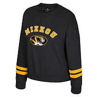 Sweat-shirt en molleton à col rond Splashy pour femme Colosseum Black Missouri Tigers