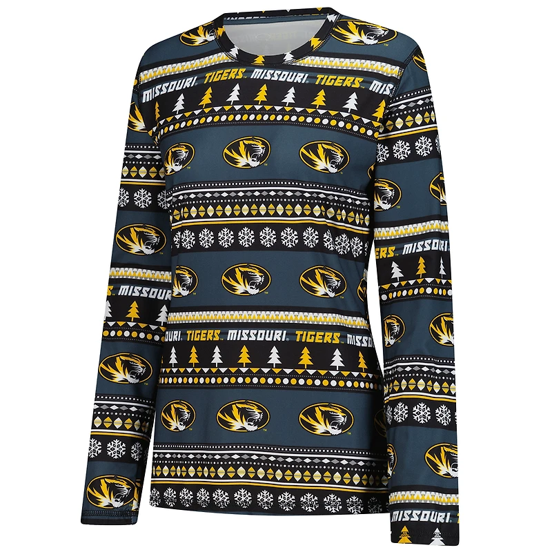 Ensemble de nuit pour femme Concepts Sport Black Missouri Tigers, pull moche à manches longues et pantalon vacances