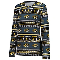 Ensemble de nuit pour femme Concepts Sport Black Missouri Tigers, pull moche à manches longues et pantalon vacances