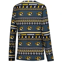 Women's Concepts Sport Black Missouri Tigers Ugly Sweater Holiday Long Sleeve Top & Pants Sleep Set