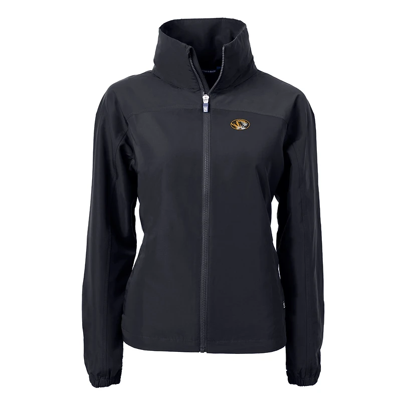 Veste zippée intégrale en tissu recyclé Charter Eco pour femme, noire, des Missouri Tigers, Cutter & Buck