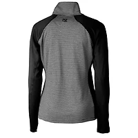 Pull zippé demi-zip extensible à rayures ton sur Cutter & Buck pour femme, motif Missouri Tigers Forge, noir.
