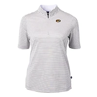 Women's Cutter & Buck  Gray Missouri Tigers DryTec Virtue Eco Pique Stripe Recycled Polo