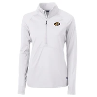 Veste demi-zip en tricot écologique Adapt Cutter & Buck blanche pour femme des Missouri Tigers