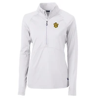 Pull à demi-zip Cutter & Buck White Missouri Tigers Adapt Eco Knit Stretch Recycled pour femme