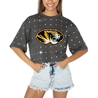 T-shirt court à strass pour femme Gameday Couture gris Missouri Tigers Go Time