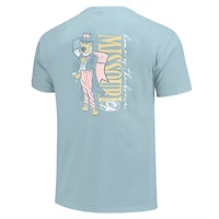 T-shirt pour femme Missouri Tigers bleu clair, mascotte américaine, couleurs confortables