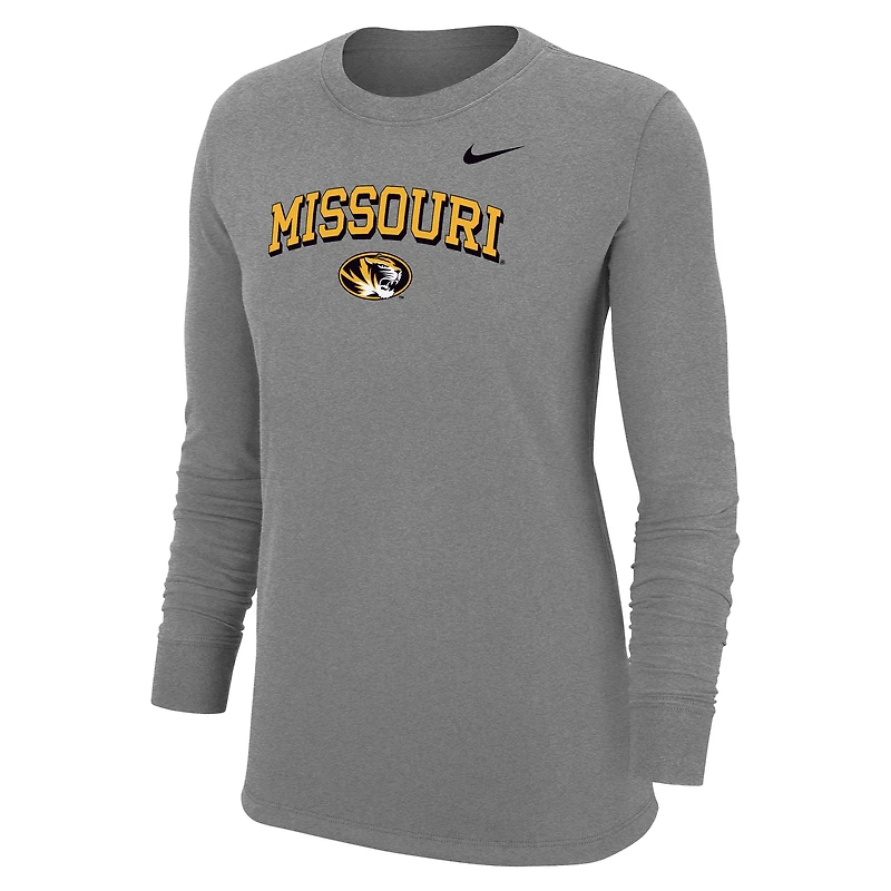 T-shirt Nike gris pour femme avec logo principal des Missouri Tigers