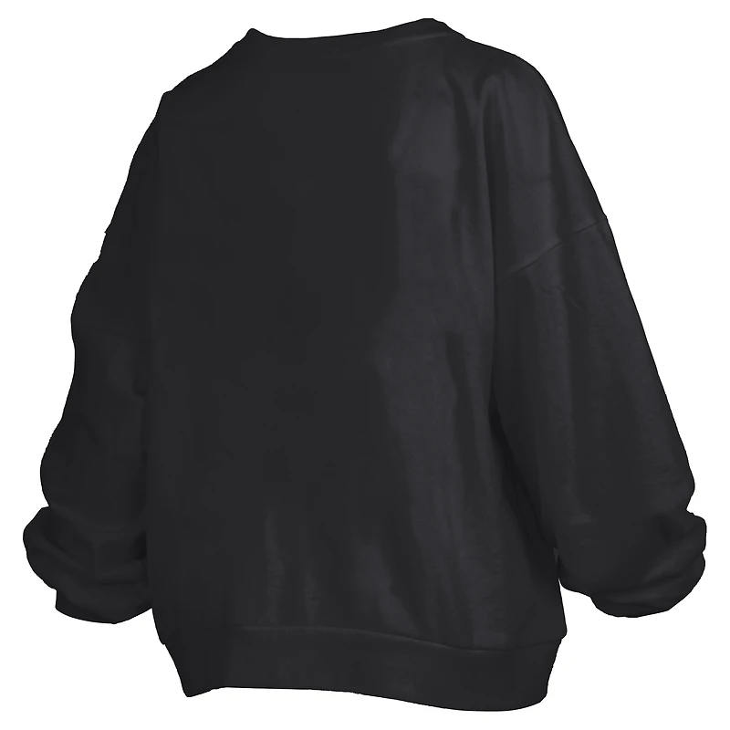 Sweat-shirt surdimensionné à manches longues et logo Janise Arch Over pour femme, noir, Pressbox, Missouri Tigers