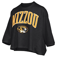 Women's Pressbox  Black Missouri Tigers Midi Arch Over Logo Oversized T-Shirt