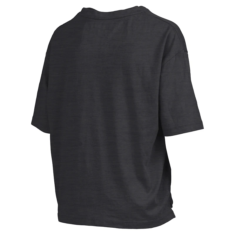 T-shirt surdimensionné noir Pressbox pour femme avec logo Nelson Arch Over, longueur à la taille, motif Missouri Tigers
