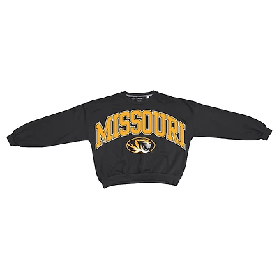 Women's Pressbox Black Missouri Tigers Oversized Janice Waist-Length Sweatshirt
