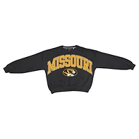 Women's Pressbox Black Missouri Tigers Oversized Janice Waist-Length Sweatshirt