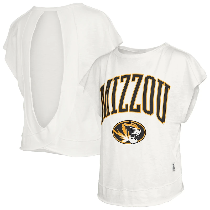 Women's Pressbox  Cream Missouri Tigers Nelson Movement Open Back Slub T-Shirt