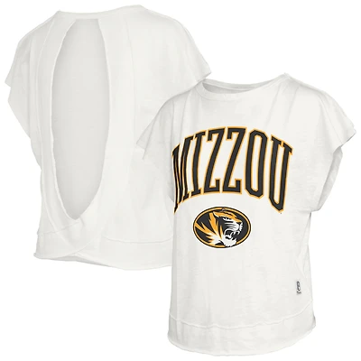 Women's Pressbox  Cream Missouri Tigers Nelson Movement Open Back Slub T-Shirt