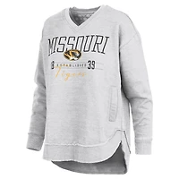 Women's Pressbox  Heather Gray Missouri Tigers Marcus East Hall Poncho V-Neck Sweatshirt
