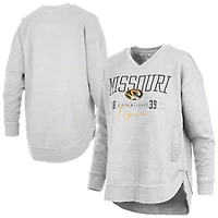 Women's Pressbox  Heather Gray Missouri Tigers Marcus East Hall Poncho V-Neck Sweatshirt