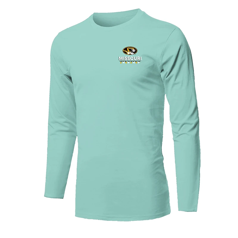T-shirt à manches longues vert clair pour jeunes Missouri Tigers, motif sapin de Noël