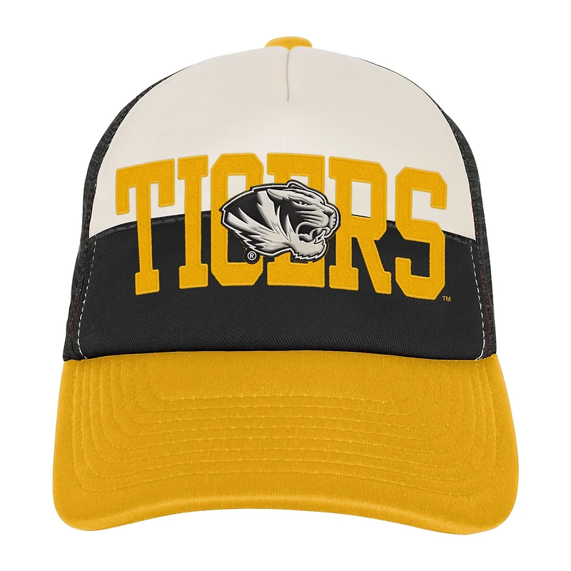 Youth Outerstuff Black/Cream Missouri Tigers Modern Fan Trucker Adjustable Hat