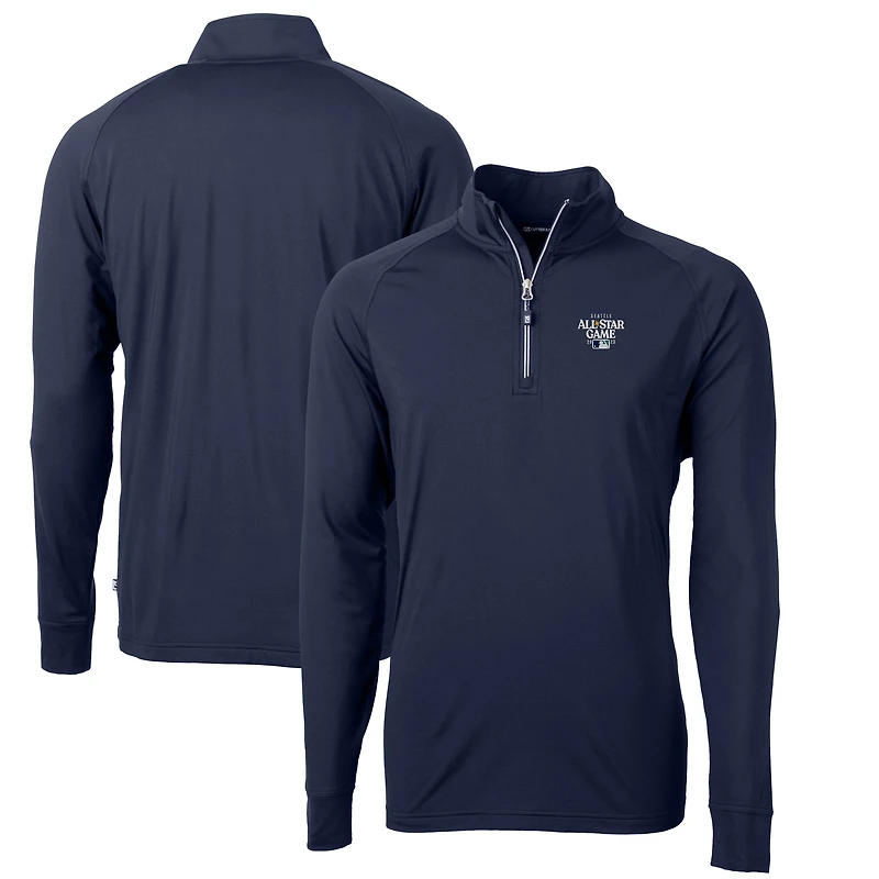Pull-over zippé quart de tour en tricot extensible recyclé Adapt Eco Knit pour homme, bleu marine, coupe Cutter & Buck, édition 2023 du match des étoiles la MLB, grandes tailles