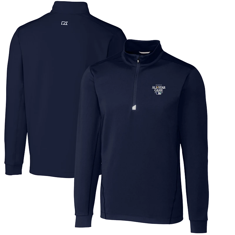 Men's Cutter & Buck  Navy 2023 MLB All-Star Game DryTec Traverse Stretch Big Tall Quarter-Zip Pullover Top