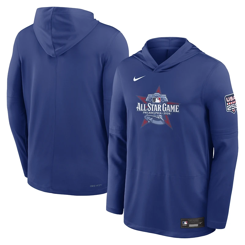 T-shirt à capuche manches longues Nike Royal 2026 MLB All-Star Game Authentic Collection Dri-FIT pour homme