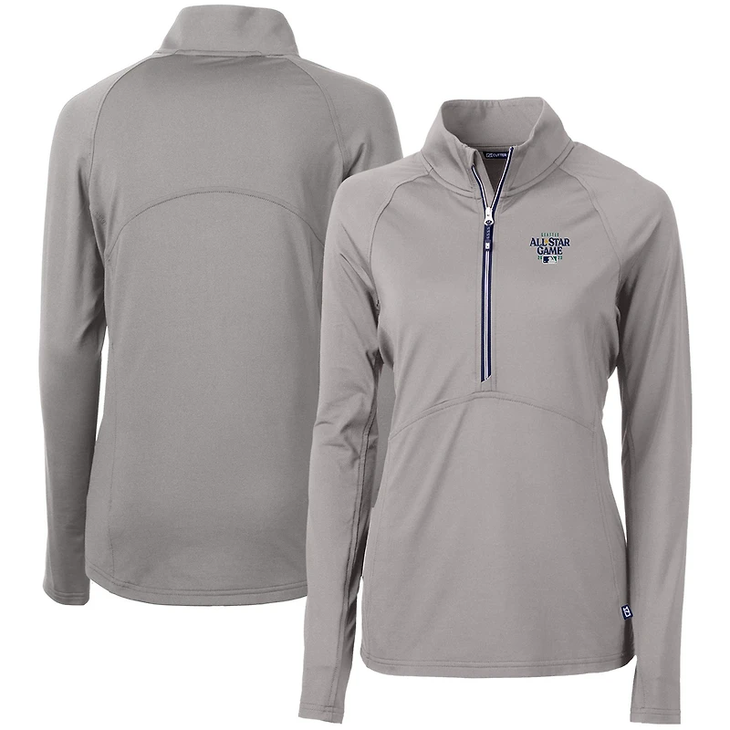 Pull-over demi-zippé en tricot extensible recyclé pour femme, gris Cutter & Buck, Adapt Eco Knit, édition 2023 de la MLB All-Star Game