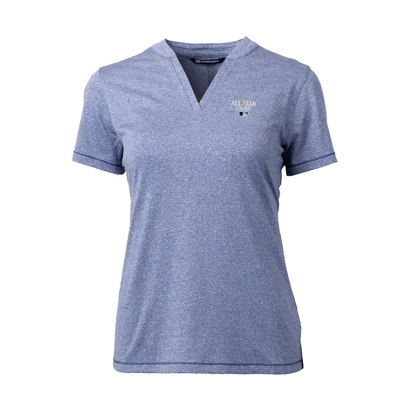 Women's Cutter & Buck  Heather Navy 2023 MLB All-Star Game DryTec Forge Stretch V-Neck Blade Top