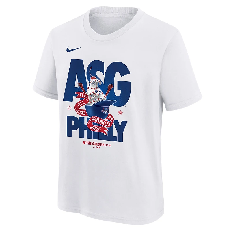 Youth Nike White 2026 MLB All-Star Game Ice Cream Helmet T-Shirt