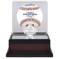 2019 World Series Logo Mahogany Baseball Logo Display Case