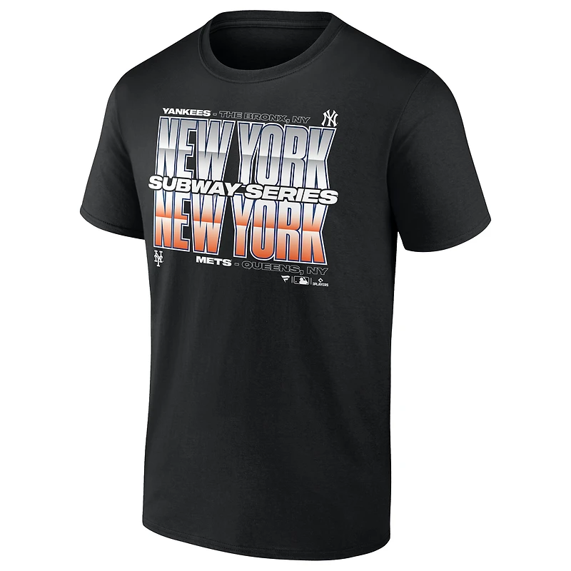 T-shirt noir Fanatics pour homme, alignement des Yankees de New York contre les Mets la série Subway 2025