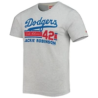 Men's Homage Jackie Robinson Heathered Gray Remix Jersey Tri-Blend T-Shirt