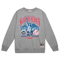 Men's Mitchell & Ness Heather Gray New York Yankees vs. Mets 2000 World Series Pullover Sweatshirt