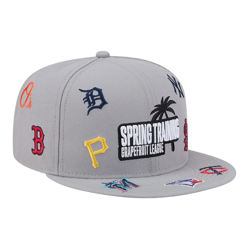 Casquette ajustable New Era grise pour homme, collection printemps 2026, motif pamplemousse, modèle 9FIFTY.