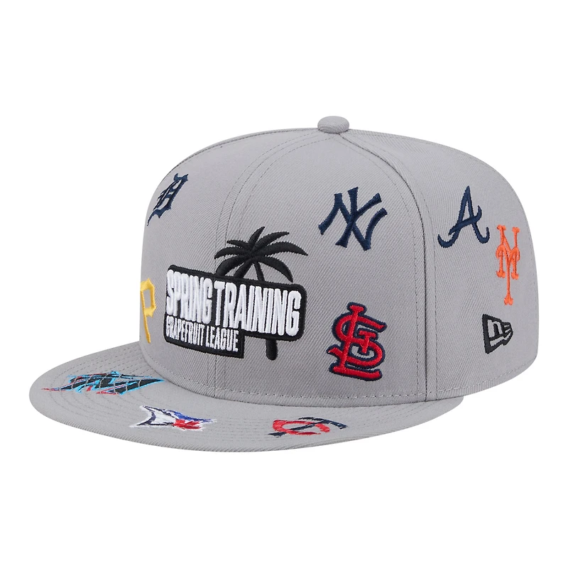 Casquette ajustable New Era grise pour homme, collection printemps 2026, motif pamplemousse, modèle 9FIFTY.
