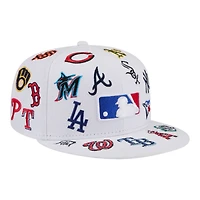 Men's New Era White MLB All-Over Logos 59FIFTY Fitted Hat