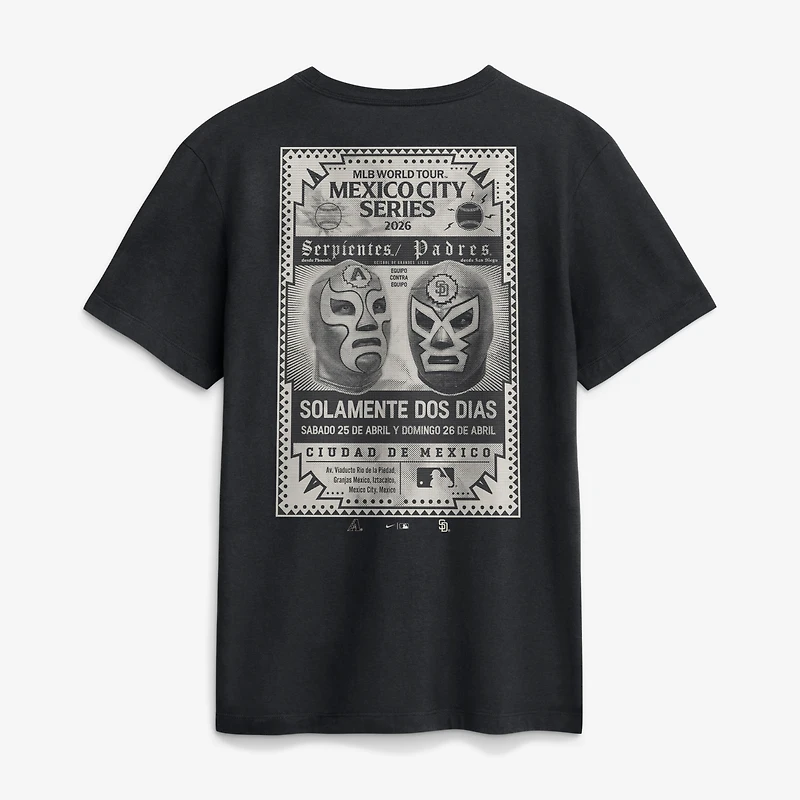 Men's Nike Black San Diego Padres vs. Arizona Diamondbacks MLB World Tour: Mexico City Series Match Up T-Shirt