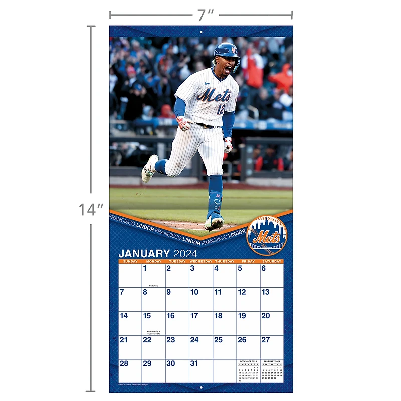 MLB Merchandise 7'' x 7'' 2024 Mini Wall Calendar