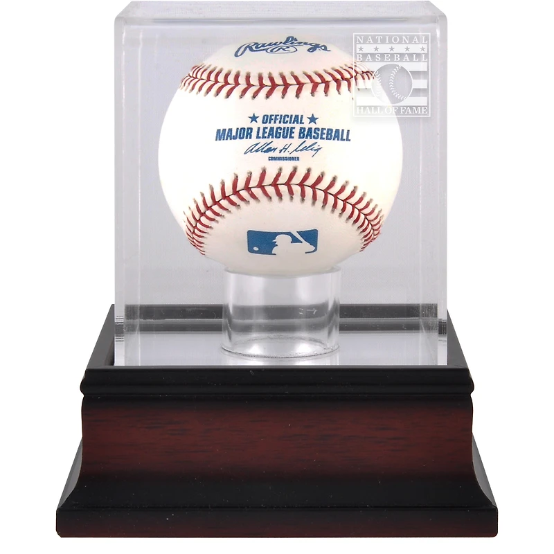 Vitrine de présentation de baseball en acajou avec logo du Temple de la renommée du baseball national