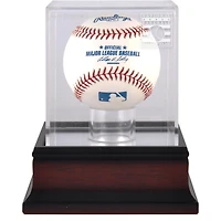 Vitrine de présentation de baseball en acajou avec logo du Temple de la renommée du baseball national