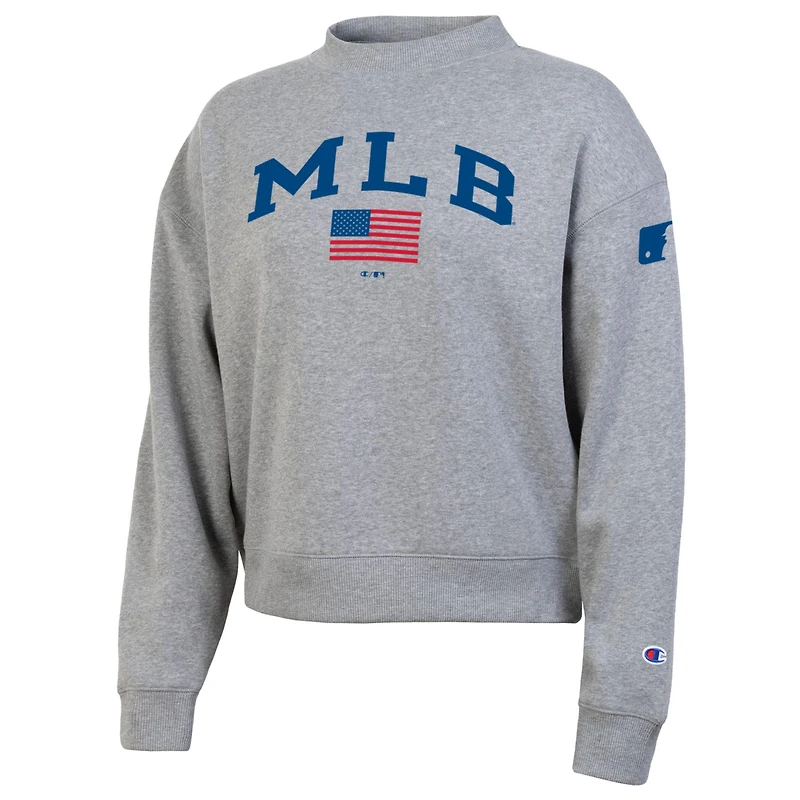 Women's Champion  Heather Gray MLB Americana Triumph Fleece Tri-Blend Sweatshirt