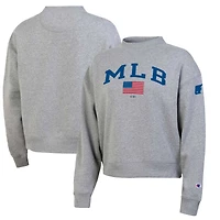 Sweat-shirt Champion pour femme, gris chiné, style MLB Americana Triumph, en polaire mélangée.